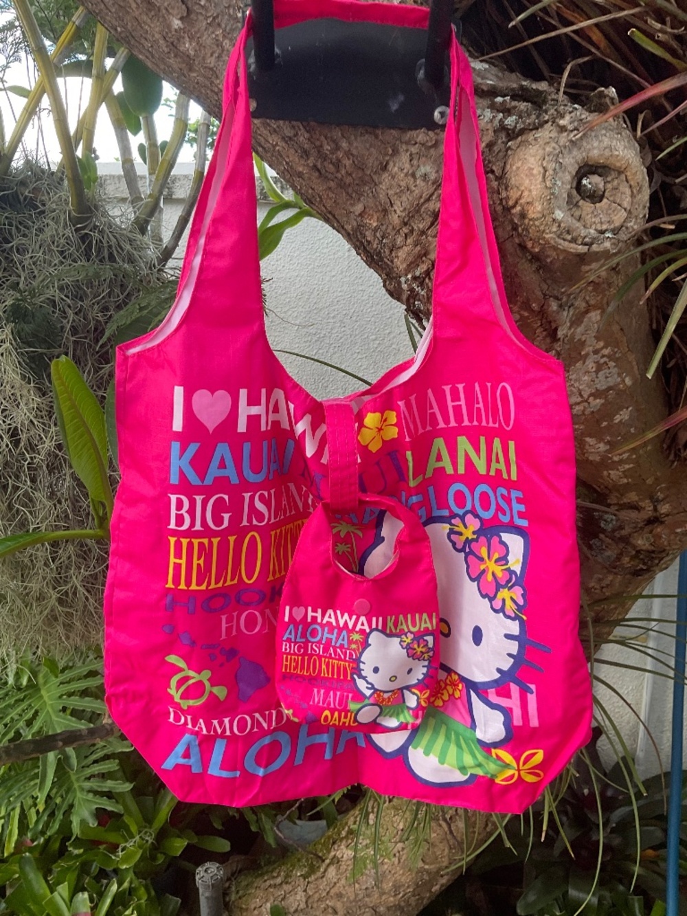Hello Kitty Lightweight Vinyl Pink Bag & Smaller Pouch